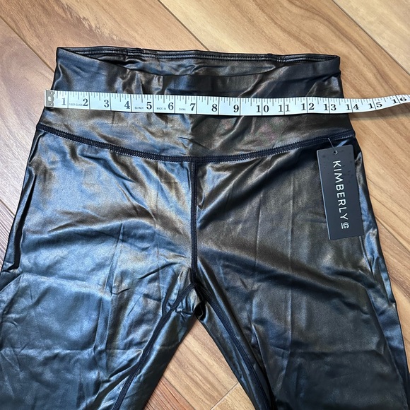 Kimberly C Black Faux Leather Leggings High Rise M NWT - Picture 4 of 9